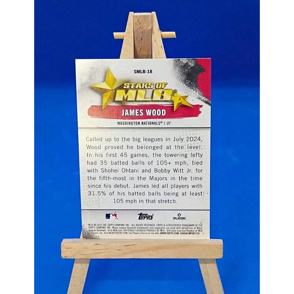 2025 Topps Series 1 - Stars of Mlb James Wood #SMLB-18 (RC) - Picture 7 of 7